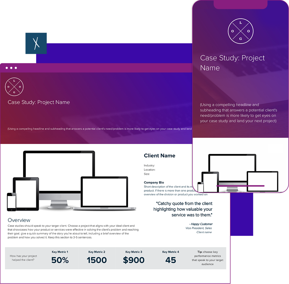 Click To Create Your Free Case Study! Case Study Template | Desktop And Mobile Views