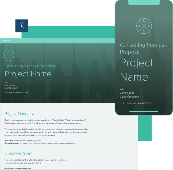 Click To Create Your Free Consulting Services Proposal! Consulting Services Proposal Template | Desktop And Mobile Views