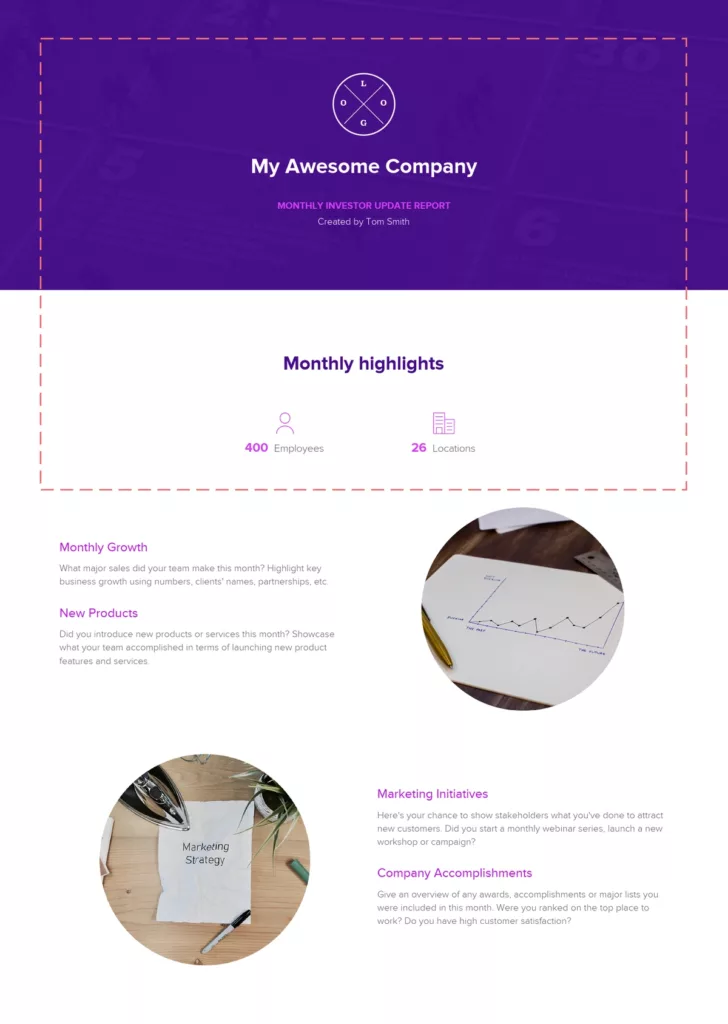 Investor Updates Report Header