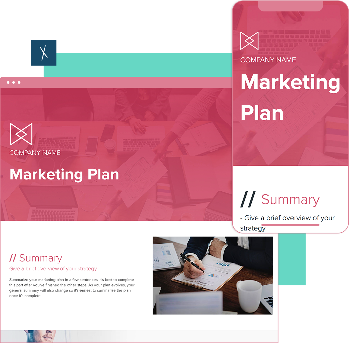 Click To Create Your Free Marketing Plan! Marketing Plan Template | Desktop And Mobile Views
