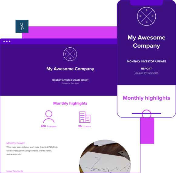 Click To Create Your Free Monthly Investor Updates Report! Monthly Investor Updates Report Template | Desktop And Mobile Views