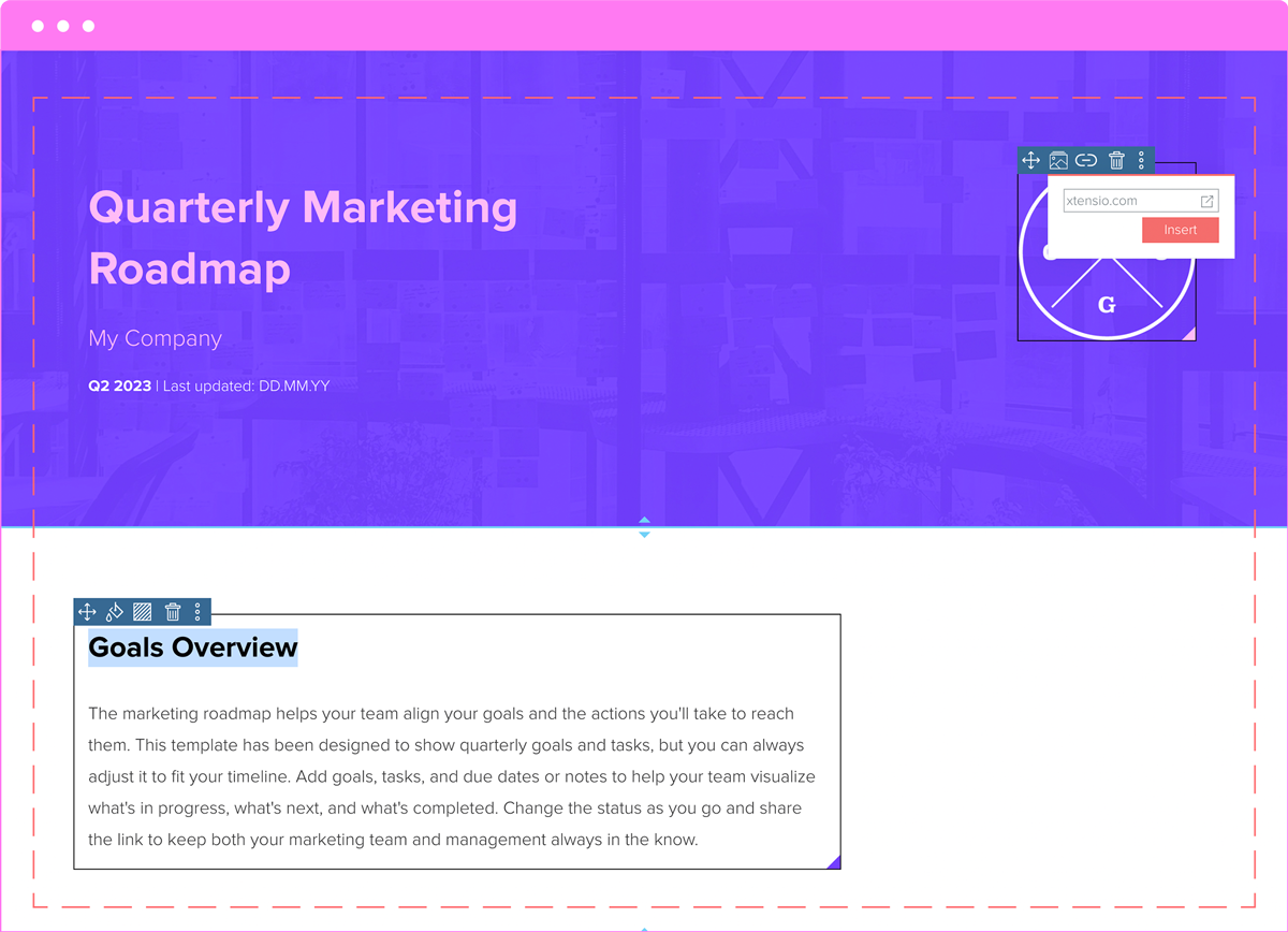 How To Build A Quarterly Marketing Roadmap: Header And Outline Quarterly Goals