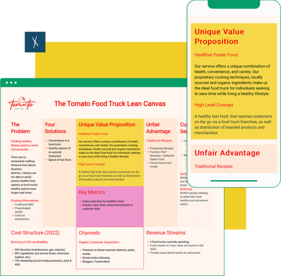 Click To Create Your Free Customer Journey Food Truck Startup Lean Canvas Template | Xtensio | 2025
