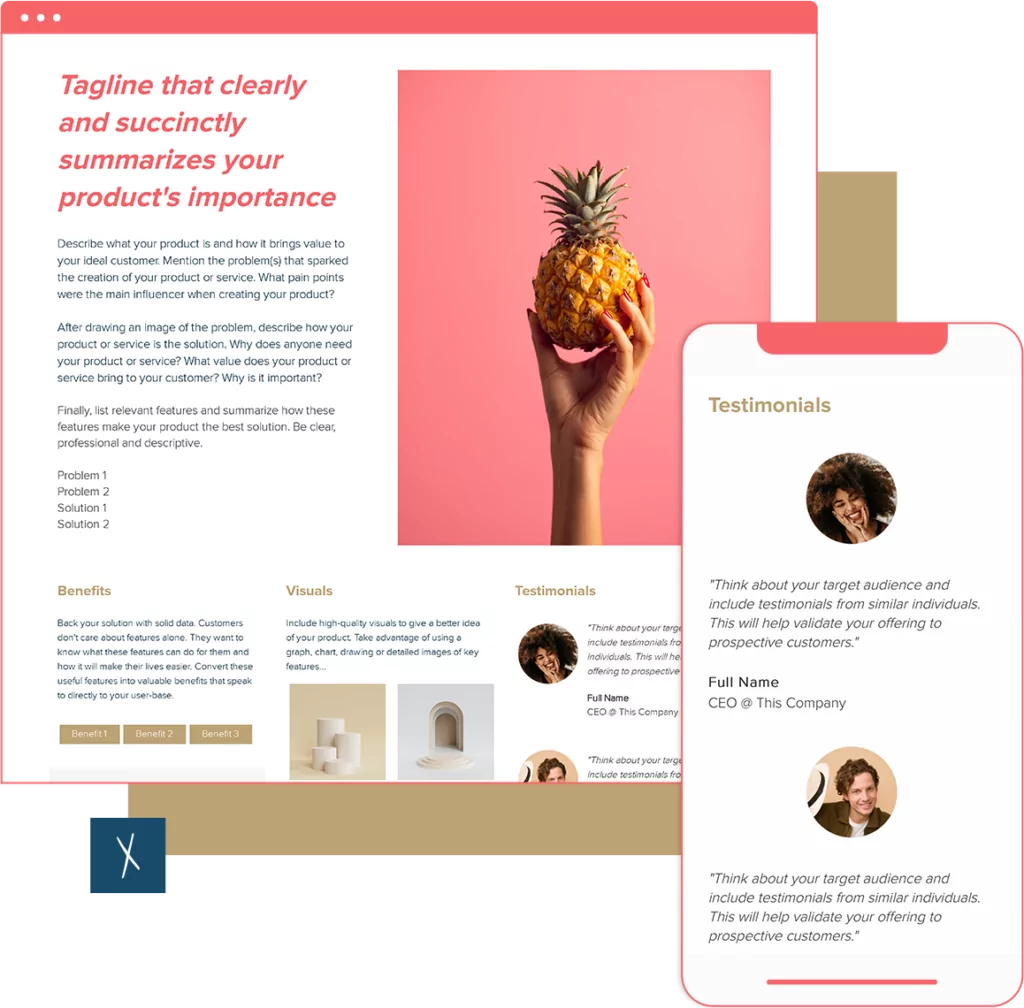 Sales Sheet Template | Desktop And Mobile Views