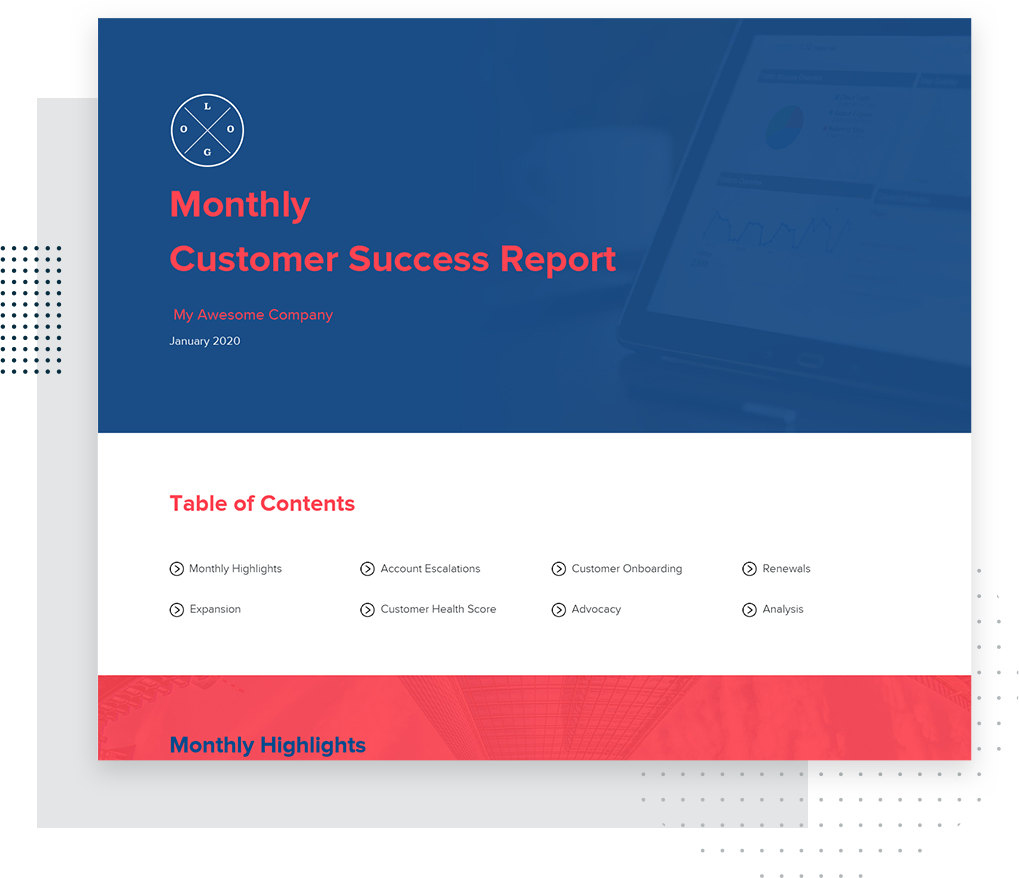 Click To Create Your Free Monthly Customer Success Report! Monthly Customer Success Report