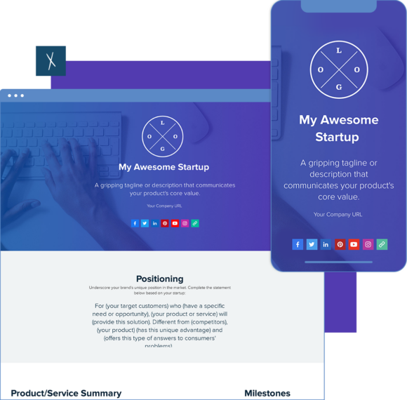 Click To Create Your Free Startup One Pager! Startup One Pager | Desktop And Mobile Views