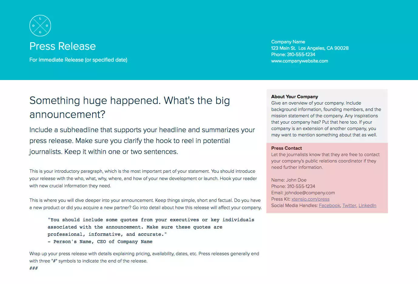 How To Write A Press Release: Contact