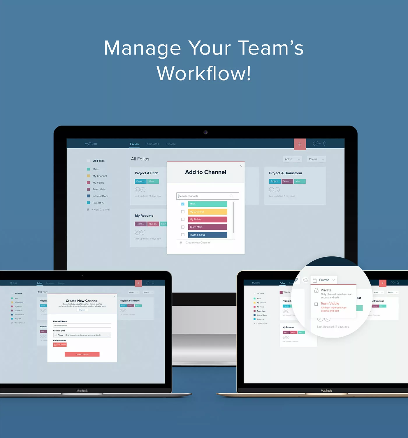 View Of Xtensio Dashboard With Multiple Devices Showing Team Management Modules